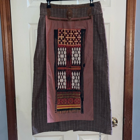 Save the Queen OHDD-30 waist(8)-Italy, long, Brown& cream, striped maxi skirt.